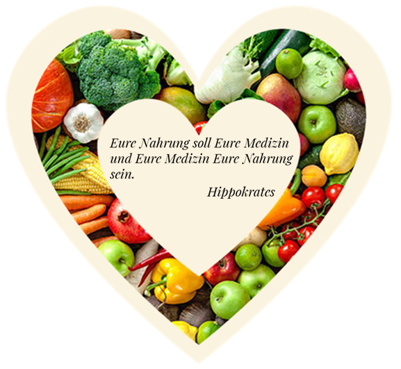 "Eure Nahrung soll Eure Medizin und Eure Medizin Eure Nahrung sein" Dieses Hippokrates-Zitat steht für die grundlegende Bedeutung einer sorgfältigen Auswahl unserer Nahrung für unser Wohlbefinden. Mein Bestreben ist, durch meine Beratung Wege zu zeigen, wie du bessere Gesundheit durch natürliche Ernährung erlangst. Mit genussvollem Essen und Trinken, Spaß und Leichtigkeit und alltagstauglichen Rezepten.